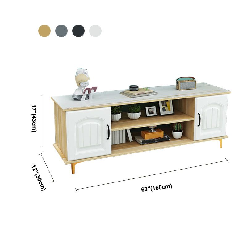 Console TV in legno moderno Console Open Storage TV con 2 porte, 12 "D x 17" H