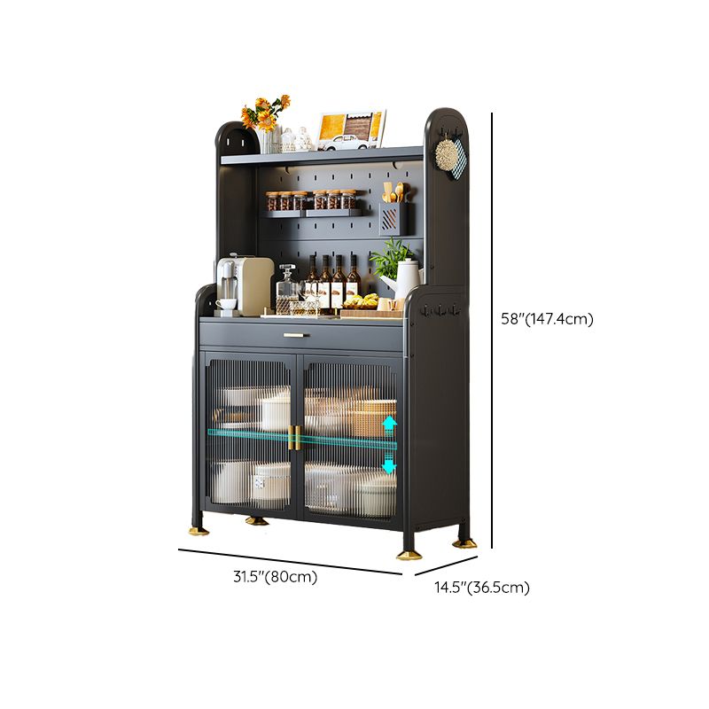 Porte di vetro a scaffalatura regolabile armadio nero cucina nera