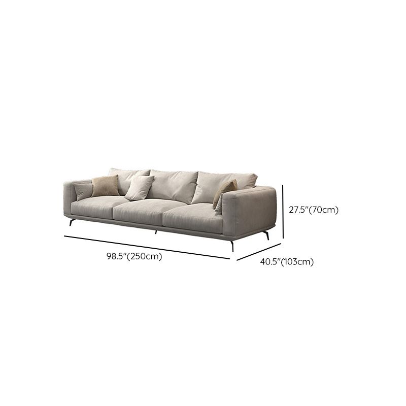 Contemporary Faux Leather Pillows Back Sofa with Tuxedo Arm in Beige Clearhalo 'furn' 'furn_sofas' 'Furniture' 'Living Room Furniture' 'Sofa' 'sofas' 1200x1200_cb374b14-1eaa-4c96-8132-f9f7fdabe413