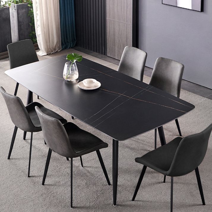 フェイクレザーダイニングチェアインダストリアルアームソリッドバックダイニングサイドチェア