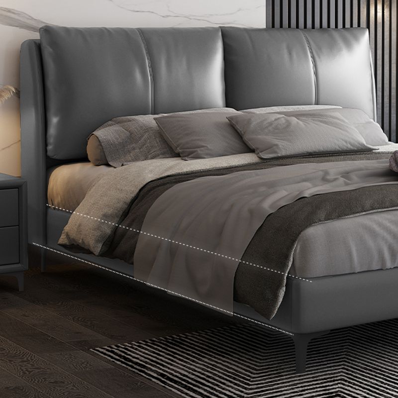 Letto moderno vera pannello in pelle pino legno letto rettangolare imbottito