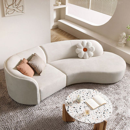 Moderne 30,70 "H weiße Wolltuxedo Arm gebogenes Sofa für Wohnzimmer
