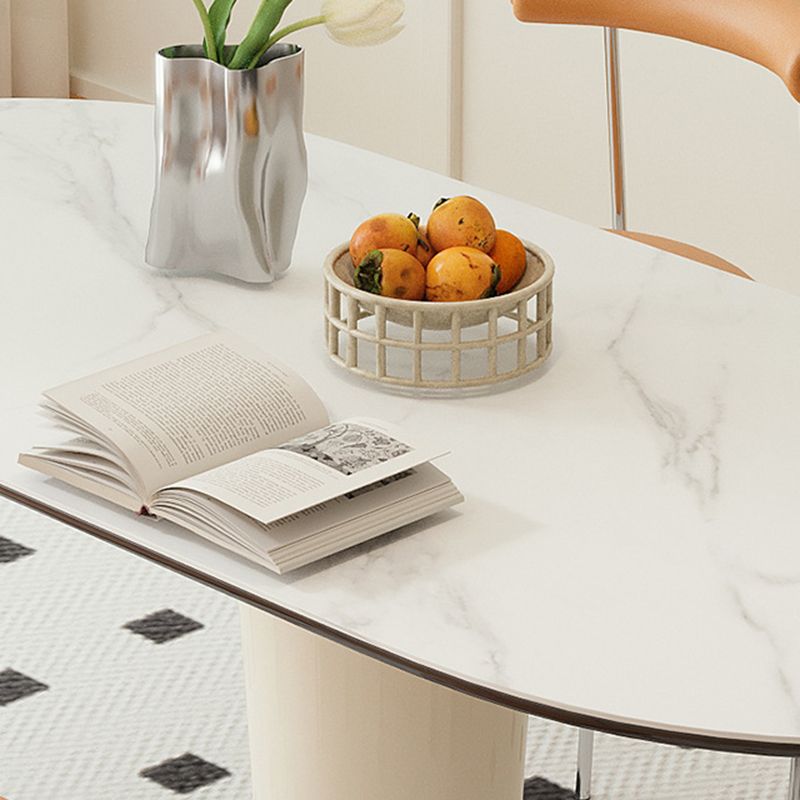 Contemporary Kitchen Dinner Table Oval Pedestal Dining Table Clearhalo 'Dining Tables & Seating' 'Dining Tables' 'dining_table' 'furn' 'furn_dining_table' 'Furniture' 'Kitchen & Dining Furniture' 1200x1200_cb3957e2-fc2c-4c14-af62-9be2aa3bf496
