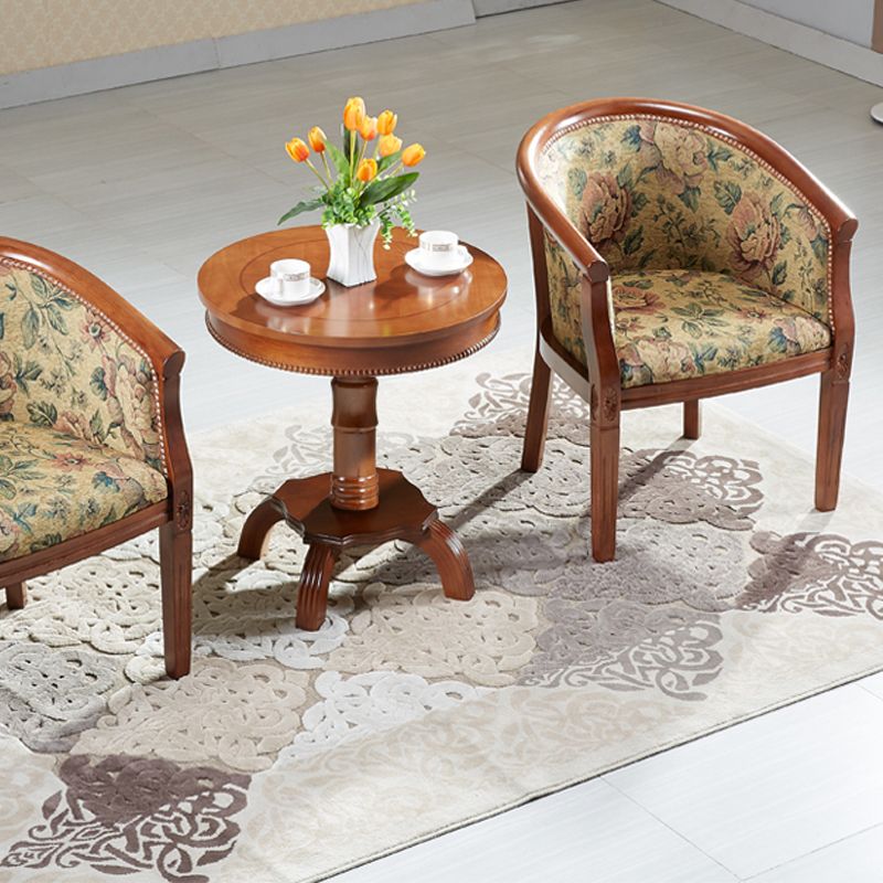 Sillas de brazo de tela silla de comedor de cocina tradicional con patas de madera