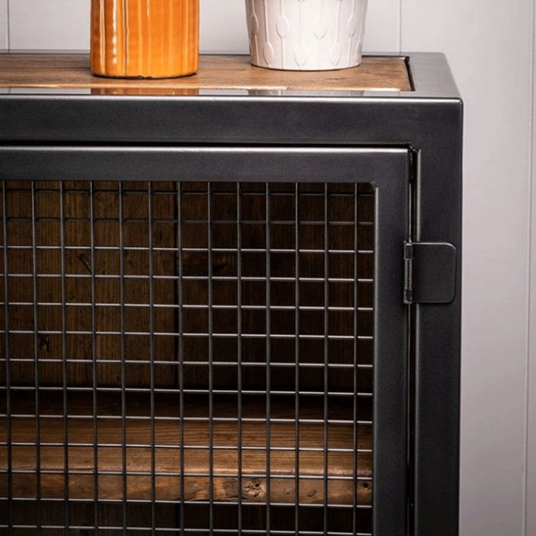 Industrial Accent Cabinet with Distressed Wood Top and Iron Legs Clearhalo 'Cabinets & Chests' 'cabinets_chests' 'furn' 'furn_cabinets_chests' 'Furniture' 'Living Room Furniture' 1200x1200_cb3a91c6-7c24-4982-b9d5-44f95c9c2f05