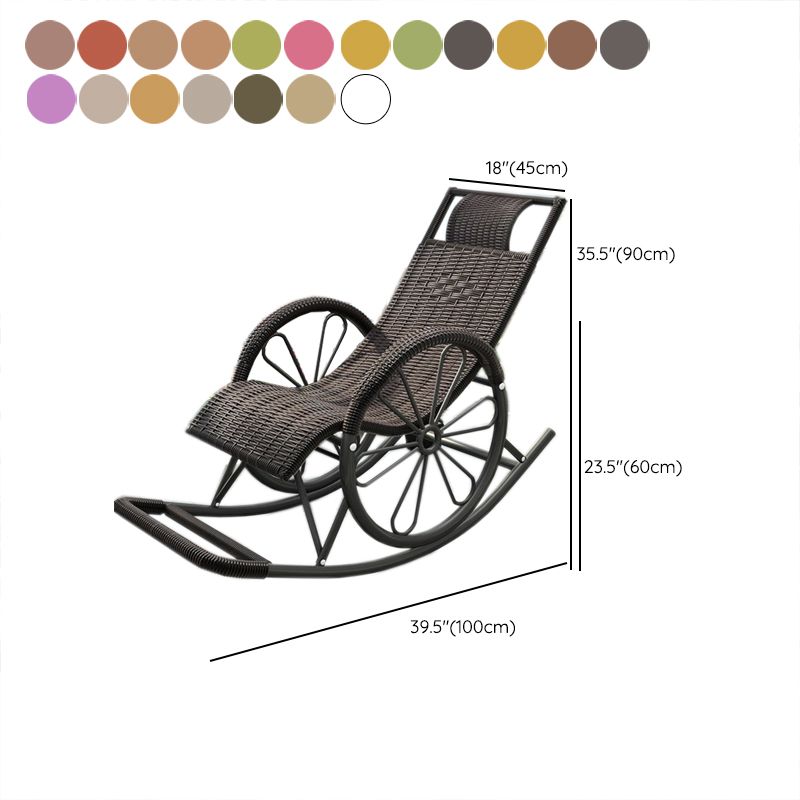 Contemporary Spindle Rattan Rocking Chair Metal Frame Wheel Handrail ...