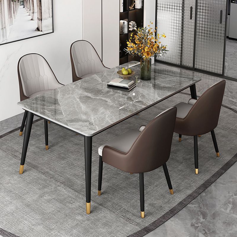Rectangle Black Base Dining Table Modern Stone Table for Dining Room Use Clearhalo 'Dining Tables & Seating' 'Dining Tables' 'dining_table' 'furn' 'furn_dining_table' 'Furniture' 'Kitchen & Dining Furniture' 1200x1200_cb3d7eda-5c08-494a-9c71-911ab8a6731c
