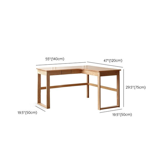 OAK L-Shape Home Writing Desk Drawer Cable Management Computer Ordink