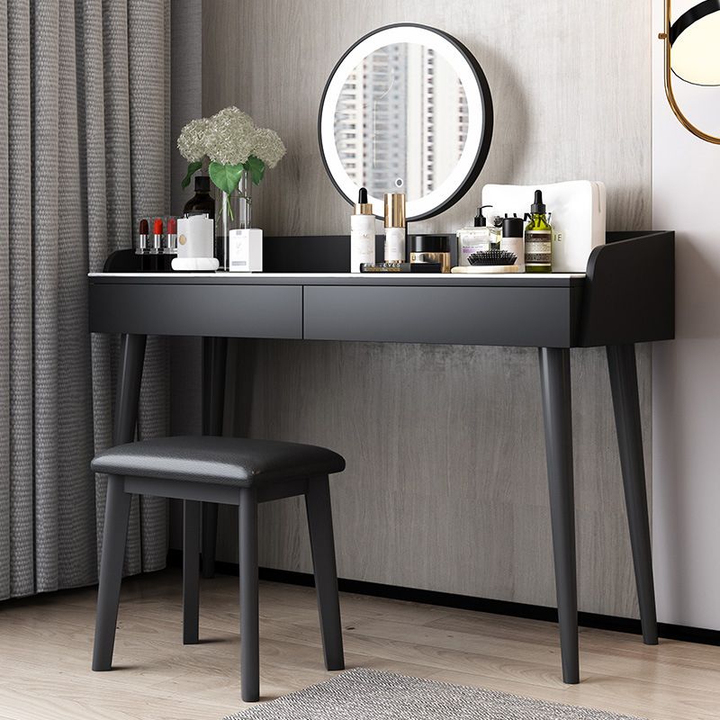 Stone Top Makeup Table with 2 Drawers 15.74" Wide Vanity Tables Clearhalo 'Bedroom Furniture' 'furn' 'furn_makeup_vanities' 'Furniture' 'Makeup Vanities' 'makeup_vanities' 1200x1200_cb3f2d66-7f0a-491b-8444-659f34b0eb42
