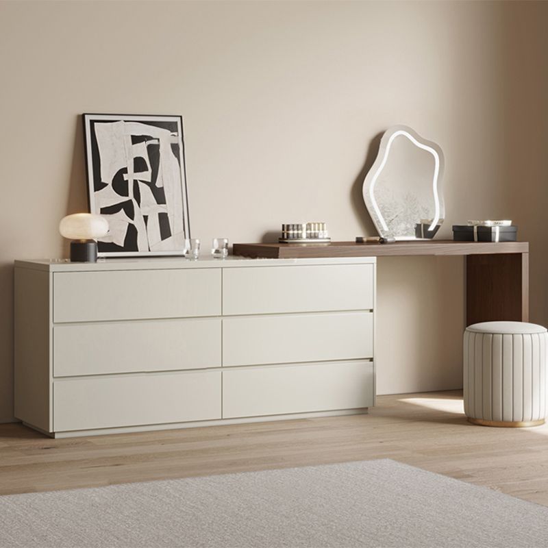 Contemporary With Drawer Solid Wood Mirror White Bedroom Make-up Vanity