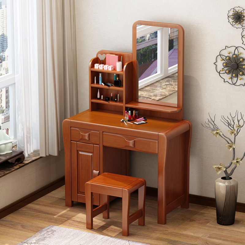 Brauner Make -up -Tisch mit 2 Schubladen 18,50 "breite Waschtische mit Spiegel