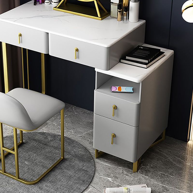 Glam Stone Vanity Table with 4 Storage Drawers 15.74" Wide Makeup Table Clearhalo 'Bedroom Furniture' 'furn' 'furn_makeup_vanities' 'Furniture' 'Makeup Vanities' 'makeup_vanities' 1200x1200_cb423f65-18a4-4a37-96db-08c7913aa2fe