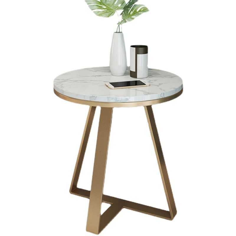 Runder Marmor Endtisch Set Glam Dia 19.7-in Sofa Seitenakzentisch