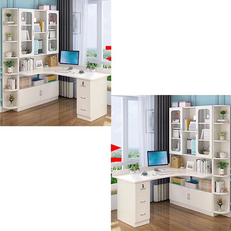 Irregular Shaped Office Laptop Table Wood Writing Desk with 3-Drawers for Home Clearhalo 'furn' 'furn_office_desk' 'Furniture' 'Office Desks' 'Office Furniture' 'office_desk' 1200x1200_cb428887-f0c1-4d06-9f3c-1cc9ac6efb4b