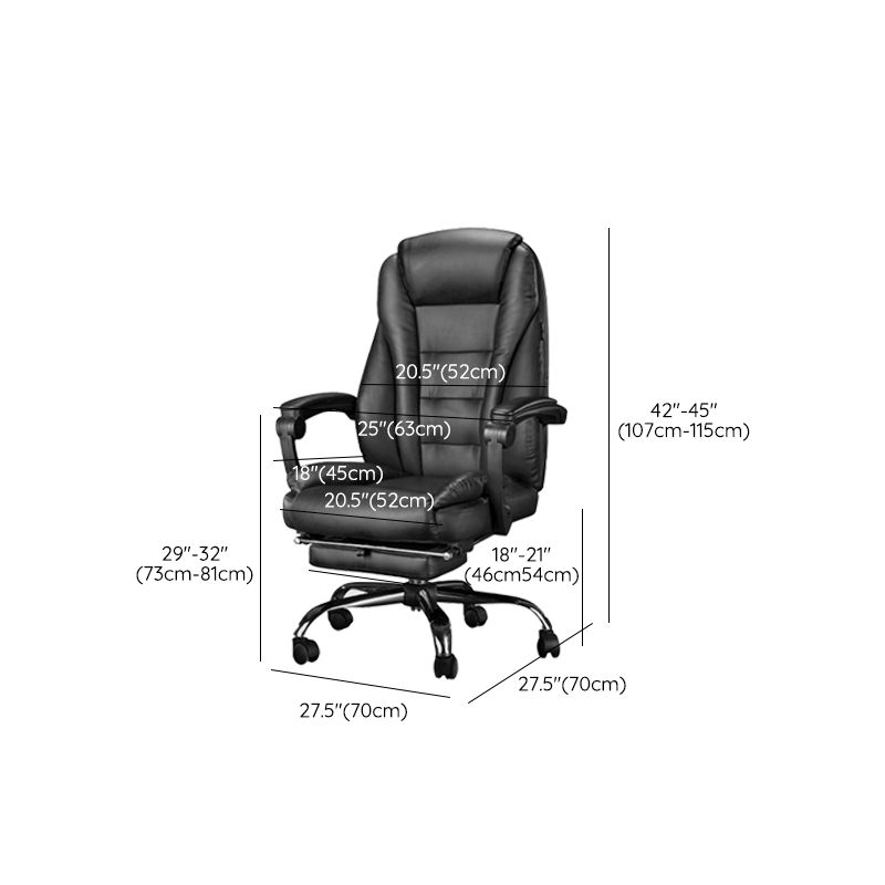 Sedia moderna in fico in pelle girevole sedia a braccia fissa nera.