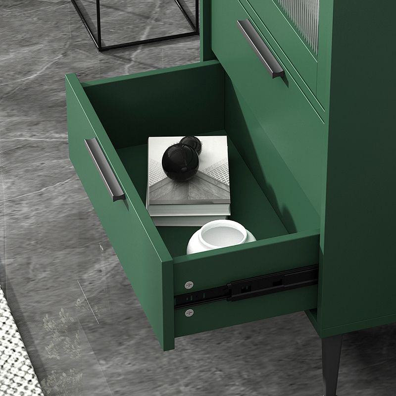 Contemporary Bar Pulls Accent Chest in White/ Blue/ Green with Steel Legs