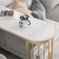 Glam Style Table in Iron Top and Faux Marble with Shelf Milk Tea Shop Bar Table Clearhalo 'Bar Furniture' 'Bar Tables' 'bar_tables' 'furn' 'furn_bar_tables' 'Furniture' 'furniture_bar_tables' 'Kitchen & Dining Furniture' 1200x1200_cb441c32-2e5a-43ce-9600-6355dd3a2eb8