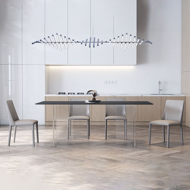 Modern White Dining Room Table Rectangle Acrylic and Stone Double Pedestal Table Clearhalo 'Dining Tables & Seating' 'Dining Tables' 'dining_table' 'furn' 'furn_dining_table' 'Furniture' 'furniture_dining_table' 'Kitchen & Dining Furniture' 'kitchen' 'kitchen_dining_table' 1200x1200_cb474c52-25bf-4b91-8ce4-a327929961ab