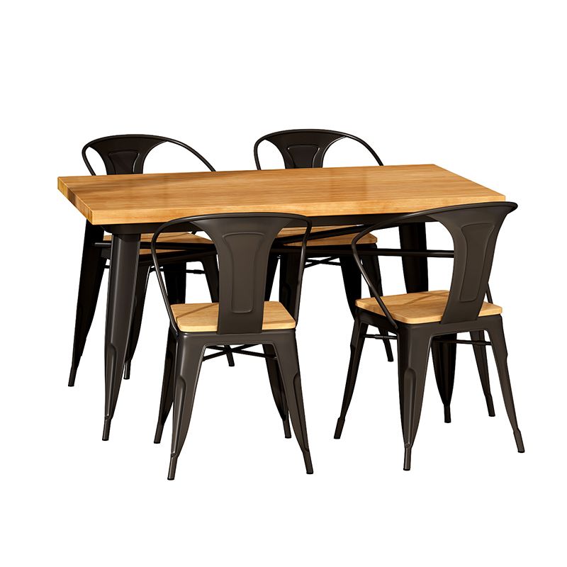 Industrial Style Solid Wood Dining Set with Fixed Table and 4 Legs Base for Home Use Clearhalo 'Dining Room Sets' 'Dining Tables & Seating' 'dining_room_set' 'furn' 'furn_dining_room_set' 'Furniture' 'furniture_dining_room_set' 'Kitchen & Dining Furniture' 'kitchen&dining_furn' 'kitchen' 1200x1200_cb48cfb6-674c-4942-ad1b-4b24e2376570