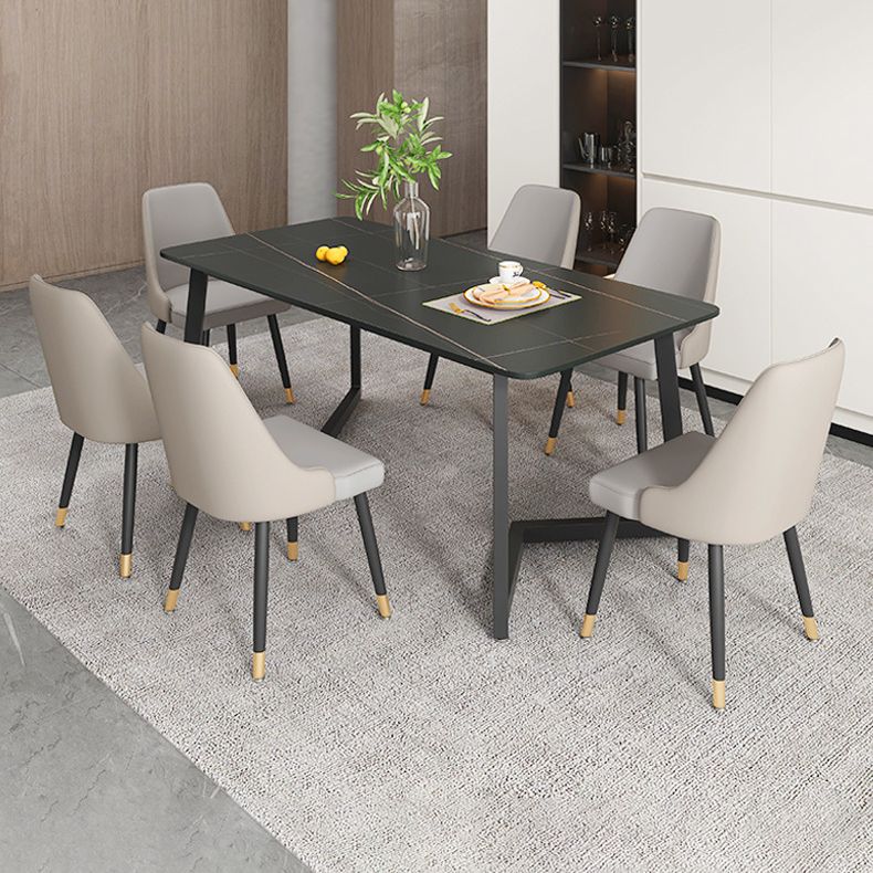 Modern Rectangle Dining Table Sintered Stone Dining Table with Double Pedestal Clearhalo ' dining_table' 'Dining Tables & Seating' 'Dining Tables' 'furn' 'furn_dining_table' 'Furniture' 'furniture_dining_table' 'Kitchen & Dining Furniture' 'kitchen&dining_furn' 'kitchen' 'kitchen_dining_table' 1200x1200_cb497b4f-9eb0-4b30-9bad-ecd7081422f2