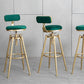 Contemporary Iron Adjustable Height Bar Stool Upholstered Bar Stool with Footrest