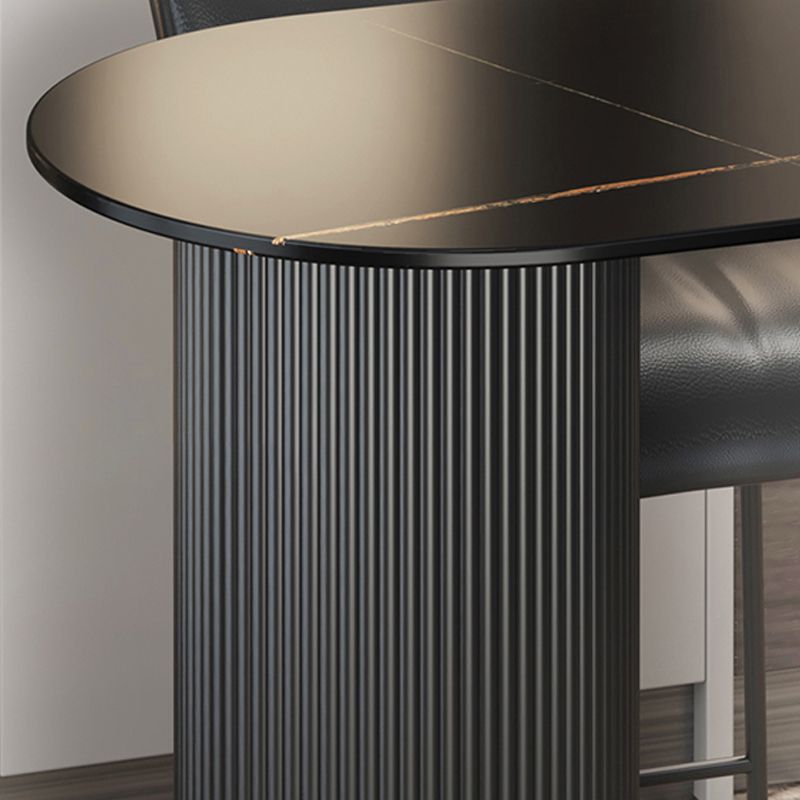 Modern Marble Pub Table with Specialty Table Top Double Pedestal Table- 41.3" H Clearhalo 'Bar Furniture' 'Bar Tables' 'bar_tables' 'furn' 'furn_bar_tables' 'Furniture' 'furniture_bar_tables' 'Kitchen & Dining Furniture' 1200x1200_cb4c56f9-211f-4b3c-ab23-8522c8d5b7e1