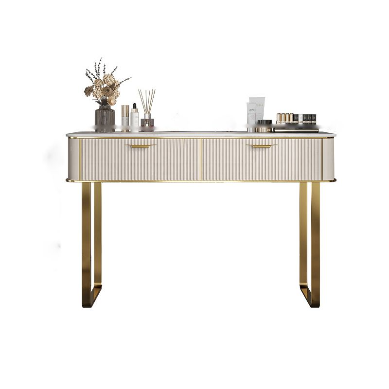 Tavolo da toeletta da toeletta per vanità per trucco in legno in ardeggio glam con 2 cassetti
