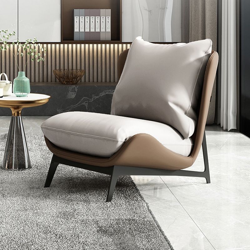 Mid-century Modern Leather Slipper Accent Chair Pillow Back Armless Chair Clearhalo 'Accent Chairs' 'accent_chairs' 'Chairs & Seating' 'furn' 'furn_accent_chairs' 'Furniture' 'Living Room Furniture' 1200x1200_cb4e19f1-a98d-4b7e-bc4f-1cfb573f9721