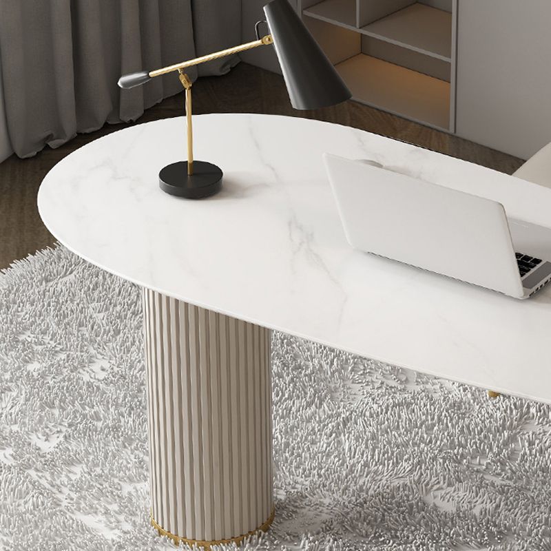 23 "Wide Glam Executive Desk White Office Desk met metalen benen