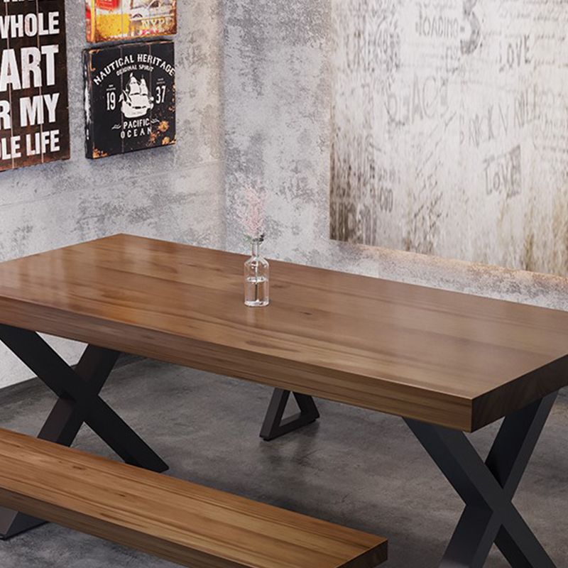 Rectangle Dining Table Industrial Dining Table with Iron Base Clearhalo 'Dining Tables & Seating' 'Dining Tables' 'dining_table' 'furn' 'furn_dining_table' 'Furniture' 'Kitchen & Dining Furniture' 1200x1200_cb502496-6296-4f26-ac12-8d9e40d43805