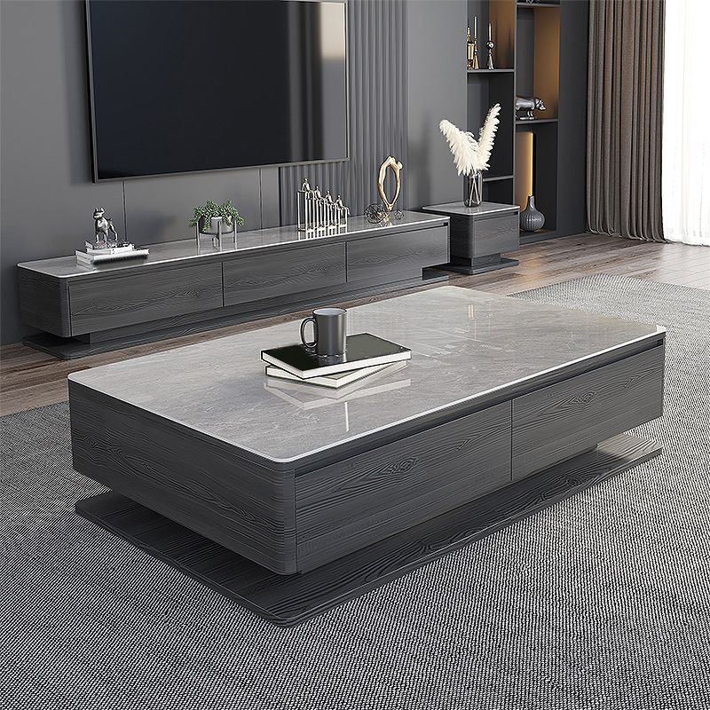 Modern Style Grey/white Slate Top Rectangular Coffee Table with Solid Wood Base Clearhalo 'Coffee & Accent Tables' 'Coffee Tables' 'coffee_tables' 'furn' 'furn_coffee_tables' 'Furniture' 'Living Room Furniture' 1200x1200_cb50871d-1fec-441a-a74c-7d40b00d83ac