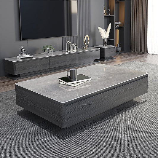 Modern Style Grey/white Slate Top Rectangular Coffee Table with Solid Wood Base Clearhalo 'Coffee & Accent Tables' 'Coffee Tables' 'coffee_tables' 'furn' 'furn_coffee_tables' 'Furniture' 'Living Room Furniture' 1200x1200_cb50871d-1fec-441a-a74c-7d40b00d83ac