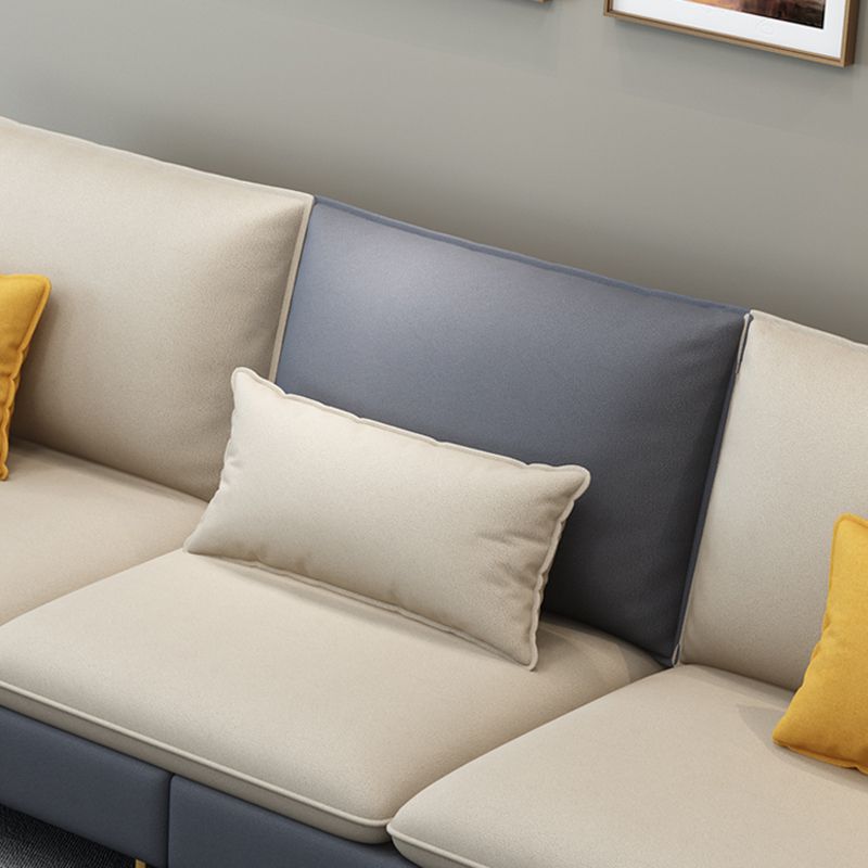 Contemporary Recessed Arm Sofa with Pillows Back and Golden Legs Clearhalo 'furn' 'furn_sectionals' 'Furniture' 'furniture_sectionals' 'kitchen' 'kitchen_sectionals' 'Living Room Furniture' 'Sectionals' 1200x1200_cb50daea-76de-4288-8888-caaa279ebd08