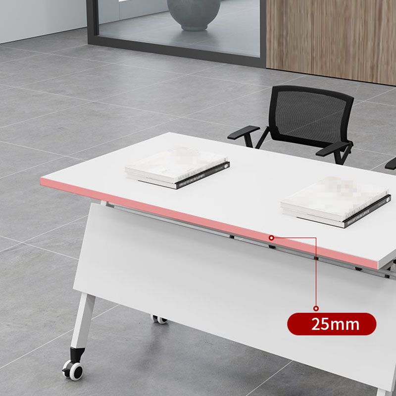 Escritorio de oficina de vidrio contemporáneo escritorio rectangular de escritura con ruedas de lanzadores