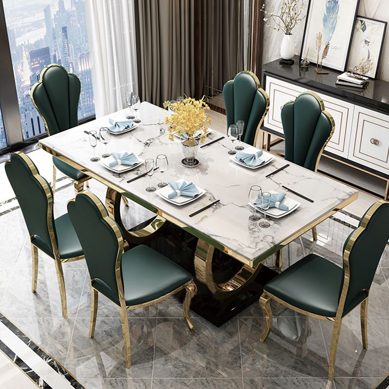 Luxury Style Marble Dining Table Trestle Base Rectangle Table for Home Clearhalo ' dining_table' 'Dining Tables & Seating' 'Dining Tables' 'furn' 'furn_dining_table' 'Furniture' 'furniture_dining_table' 'Kitchen & Dining Furniture' 'kitchen&dining_furn' 'kitchen' 'kitchen_dining_table' 1200x1200_cb545fdc-73fb-47c8-8d26-2b67929f25c9
