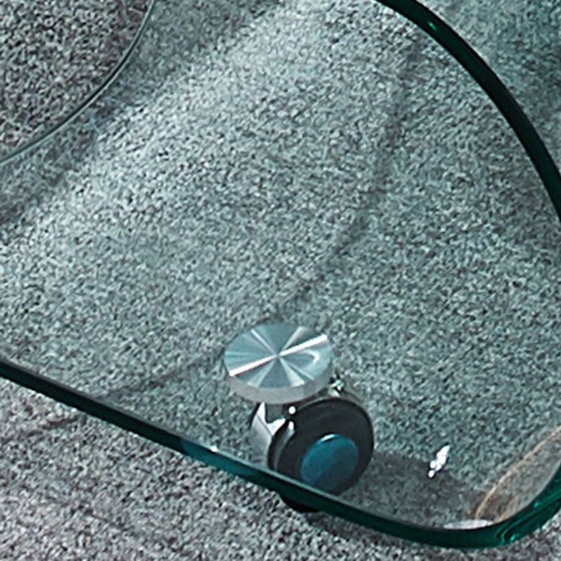 Geometric Glass Coffee Table with Casters Contemporary Shelf Included Cocktail Table Clearhalo 'Coffee & Accent Tables' 'Coffee Tables' 'coffee_tables' 'furn' 'furn_coffee_tables' 'Furniture' 'Living Room Furniture' 1200x1200_cb55303d-bc7e-4c6a-8ec5-d4a72fbe189a