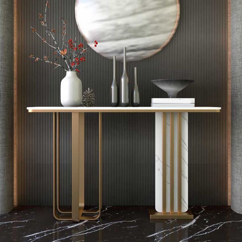 11 "w tavolo accento glam in pietra tavolo accento console rettangolo bianco