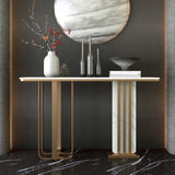 11 "w tavolo accento glam in pietra tavolo accento console rettangolo bianco