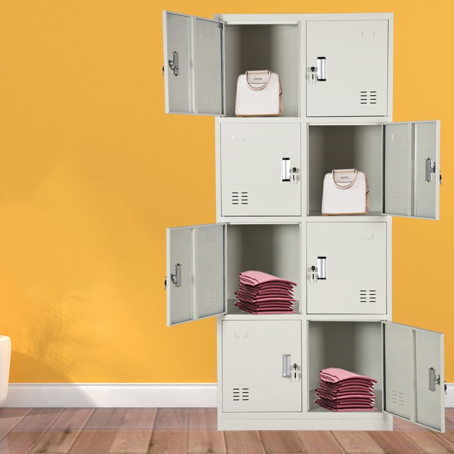 Placard à charnière à charnière gris armoire de garde-robe en acier contemporain