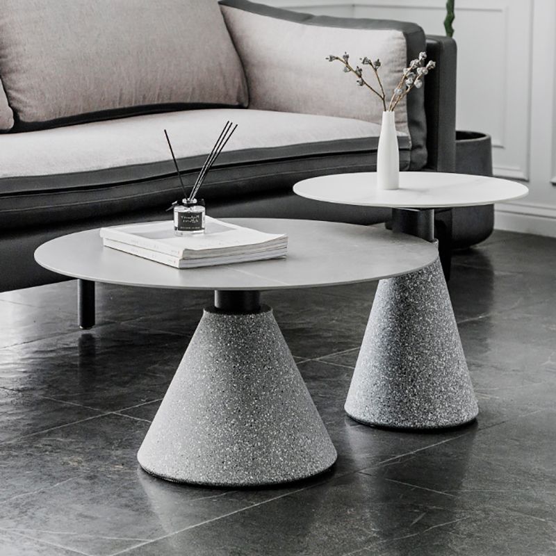 Slate Coffee Table Round Modern Minimalist Coffee Table for Living Room