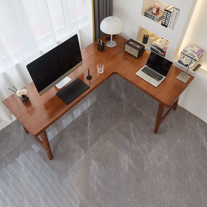 Modern Solid Wood Writing Desk Corner 29.53-inch Tall Office Desk with H-Shape Base Clearhalo 'furn' 'furn_office_desk' 'Furniture' 'Office Desks' 'Office Furniture' 'office_desk' 1200x1200_cb589e86-709b-4aad-873b-f5d0f9a15054