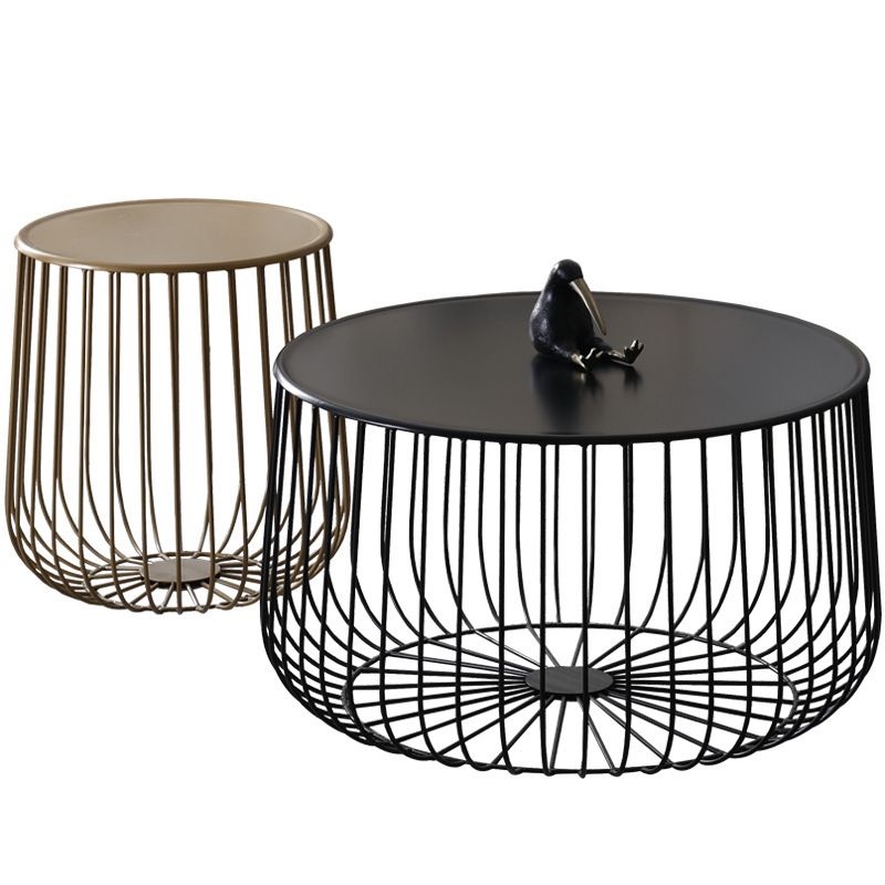 Mid-century Modern Iron Round Coffee Table, Frame Base Cocktail Table Clearhalo 'Coffee & Accent Tables' 'Coffee Tables' 'coffee_tables' 'furn' 'furn_coffee_tables' 'Furniture' 'Living Room Furniture' 1200x1200_cb58a45c-9ef9-49e2-844e-cce25a6e3820