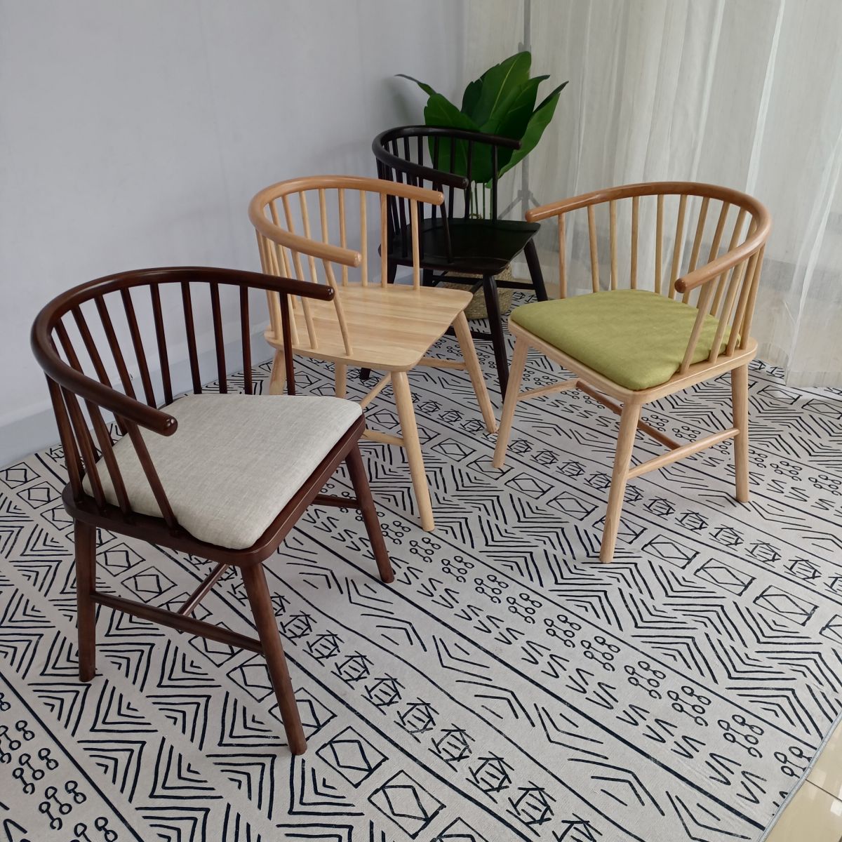 Modern Wood Dining Chair Slat Back Side Chair in Matte Finish for Home