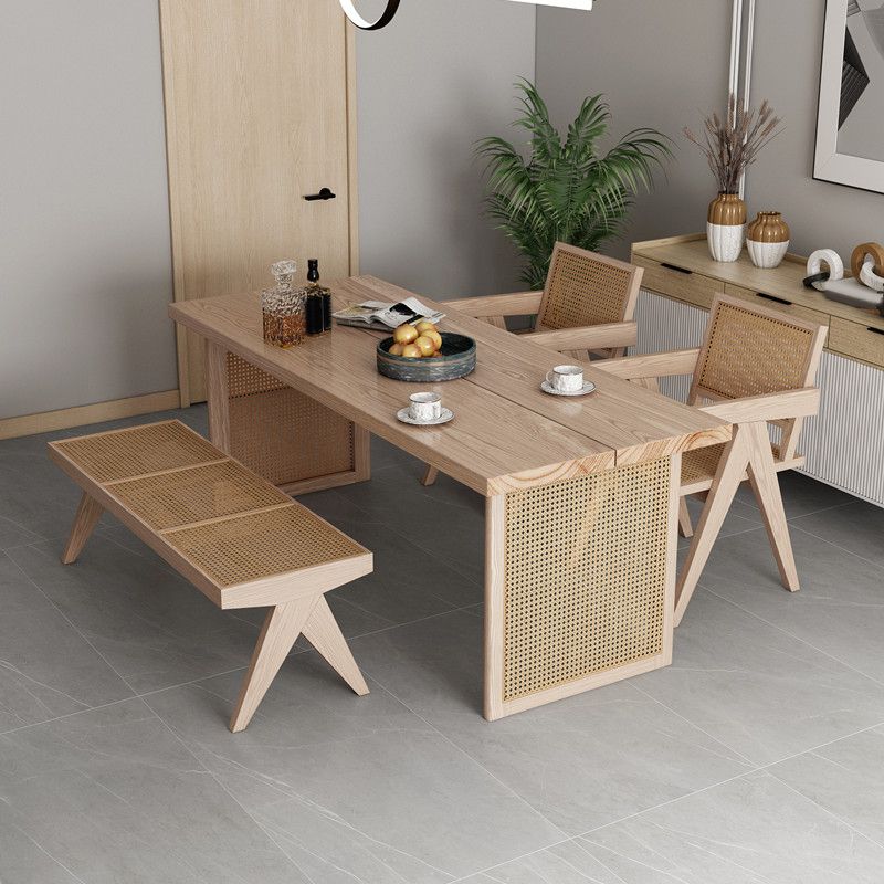 Modern Rectangle Wood Dining Table 1/4/5/6 Pieces Dining Set for Dining Room
