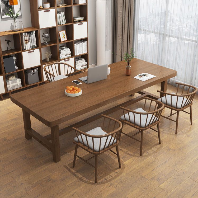 Contemporary Solid Wood Writing Desk 29.53" Tall Rectangle Office Desk with H-Shape Base Clearhalo 'furn' 'furn_office_desk' 'Furniture' 'Office Desks' 'Office Furniture' 'office_desk' 1200x1200_cb5b27f3-eb4e-48cf-8e64-8d17235a0f17