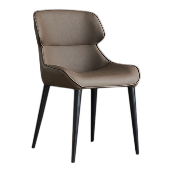 フェイクレザーとメタルアームレスダイニングチェアモダンサイドチェア