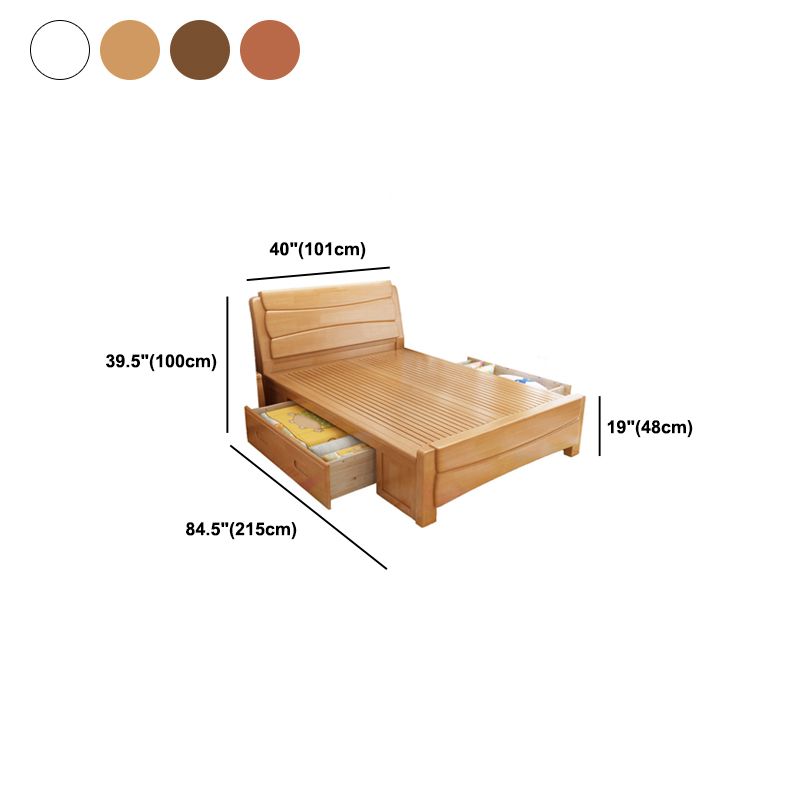 84.65 inch Wide Traditional Bed Frame Rubberwood Standard Bed with Headboard