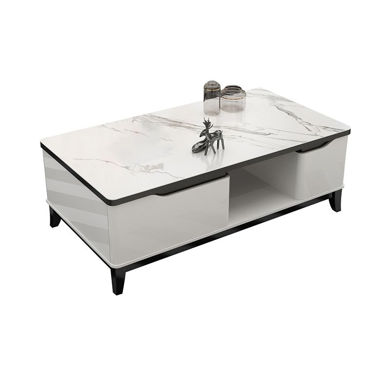 17.7 " Tall Contemporary Wood 4 Legs Glass/slate Rectangular Top Coffee Table with Drawers Clearhalo 'Coffee & Accent Tables' 'Coffee Tables' 'coffee_tables' 'furn' 'furn_coffee_tables' 'Furniture' 'furniture_coffee_tables' 'Living Room Furniture' 1200x1200_cb5d9f34-380a-4f3e-97ab-e6850a2f8dce