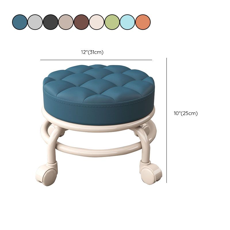 Stain Resistant Ottoman Solid PU Leather Tufted Round Ottoman with Wheels Clearhalo 'furn' 'furn_ottomans_poufs' 'Furniture' 'Living Room Furniture' 'Ottomans & Poufs' 'ottomans_poufs' 1200x1200_cb5f3e23-d943-48bf-b9f7-ababa4b9ed32