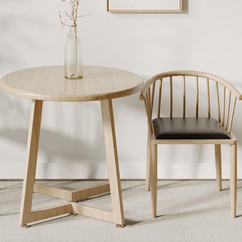 Mesa de comedor de madera redonda Mesa de comedor de base de trineo en natural y nogal